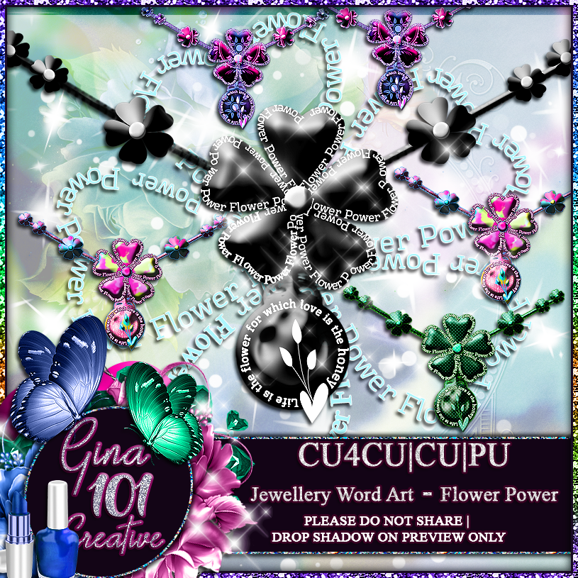 CU4CU CU/PU Flower Power Necklace Word Art